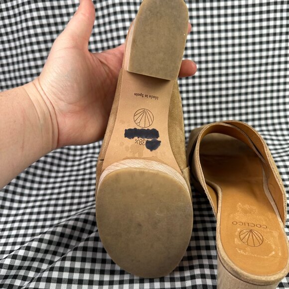 COCLICO Richie Heeled Neutral Beige Chunky Suede Clog EU Size 38.5 / US 8.5 - Picture 4 of 5